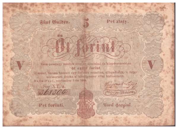 Ungarn / Hungary P.S116 5 Forint 1848 5 Gulden