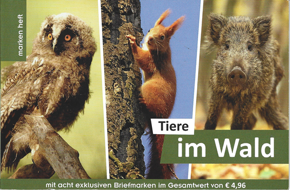 Tiere im Wald Postkartenheft mit 8 Marken