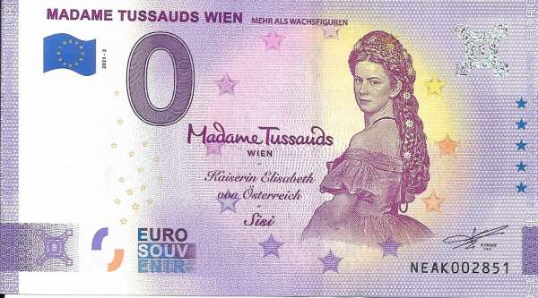 ANK.Nr.56 A Madame Tussauds Wien 0 Euro Schein 2021-2 Anniversary