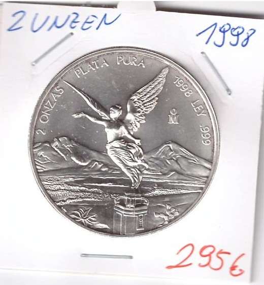 Mexiko 1998 Libertad Silbermünze 2oz Onza Plata Pura 999