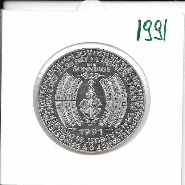 1991 Kalendermedaille Jahresregent Merkur Silber
