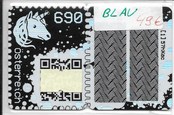 Österreich ANK Crypto Stamp - Blue Edition Blau/ first crypto stamp edition 6 stellig - Postfrisch