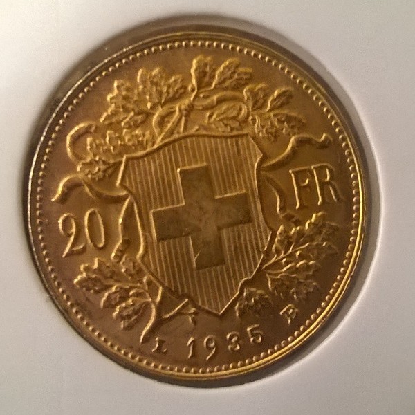 20 Franken 1935 B Vreneli Schweiz Gold