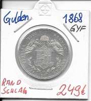 1 Gulden Forint 1868 GYF Silber Franz Joseph 1 Gulden Forint 1868 GYF Silber Franz Joseph