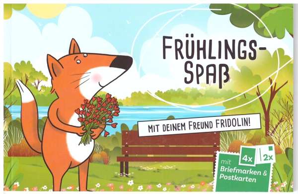 Frühlings Spaß mit Fridolin Briefmarken & Postkarten Heft mit 4 Marken