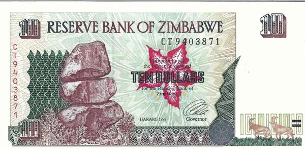 SIMBABWE / ZIMBABWE – 10 Dollars 1997 UNC Pick 6