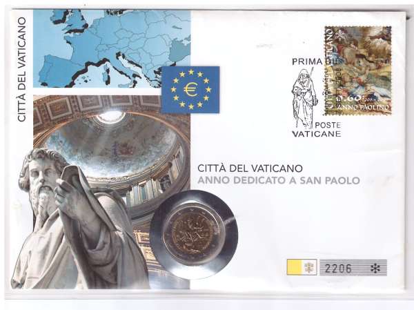2 Euro Numisbrief Vatikan 2008 Paulusjahr