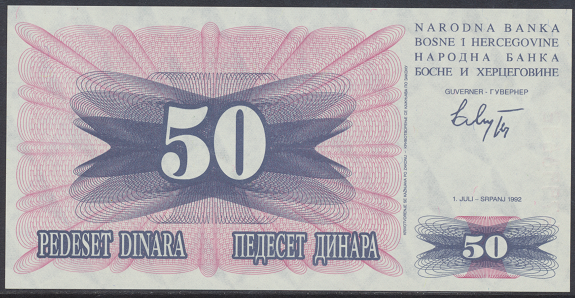 Bosnien Herzogowina- 50 Dinara 1992 UNC - Pick Nr.12