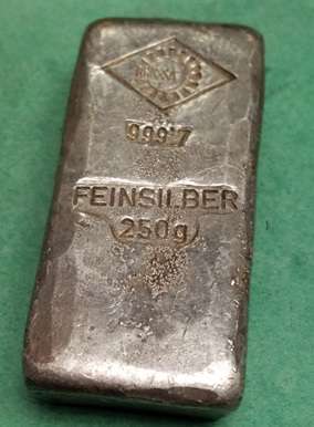 1/4 kilo 250 Gramm Silber Barren / Ögussa 999,7 Fein