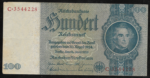 100 Reichsmark 24.6.1935 Wasserzeichen Blüten C3544228