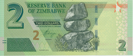 SIMBABWE / ZIMBABWE – 2 Dollars 2019 UNC Pick