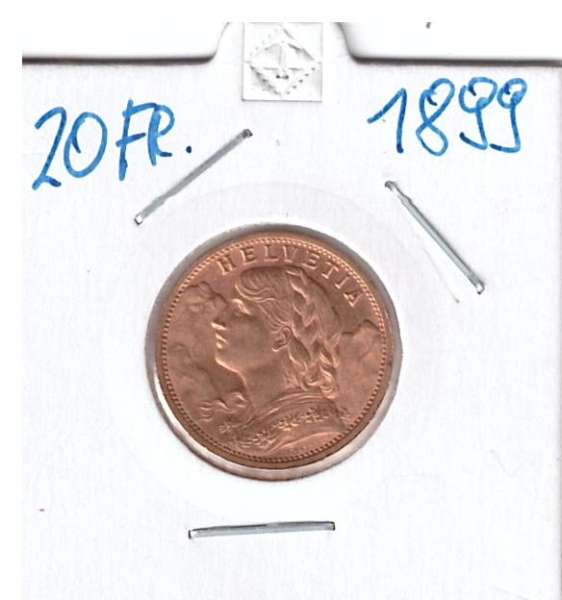20 Franken 1899 Vreneli Schweiz Gold