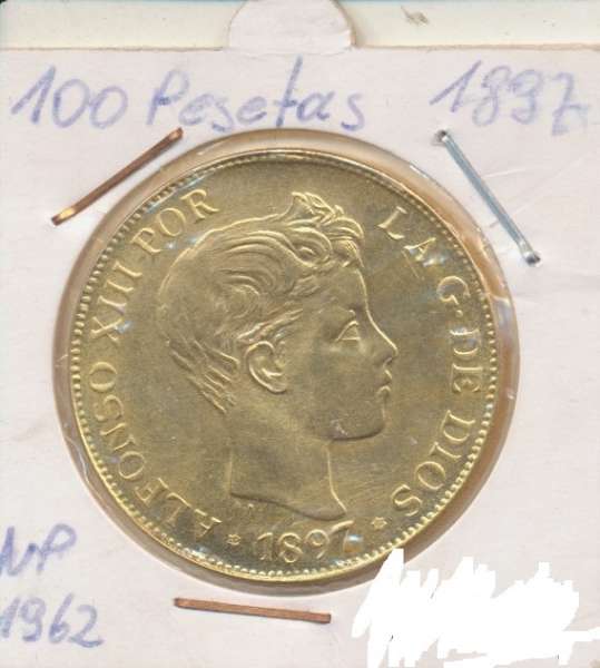 100 Pesetas 1897 Gold Neuprägung 1962