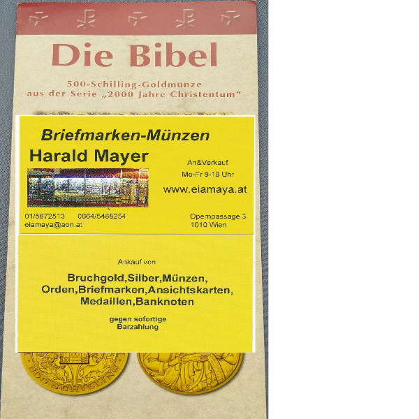 2001 Die Bibel 500 Schilling Gold 2001 - nur Flyer Folder