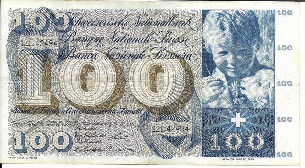 100 Franken 1956 Pick 49 Nr.12L42494