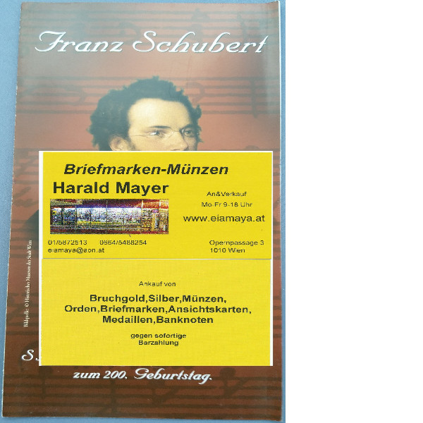 1997 Franz Schubert 500 Schilling Gold 1997 - nur Flyer Folder