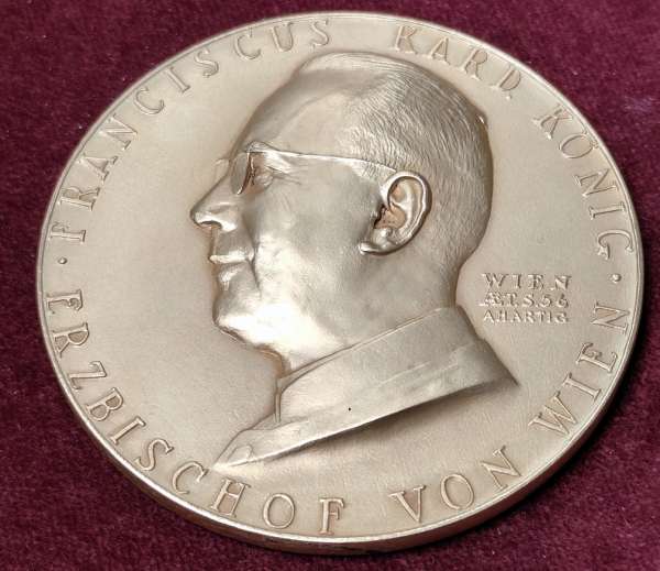 Kardinal König Erzbischof Wien Hartig Bronze Medaille 70mm