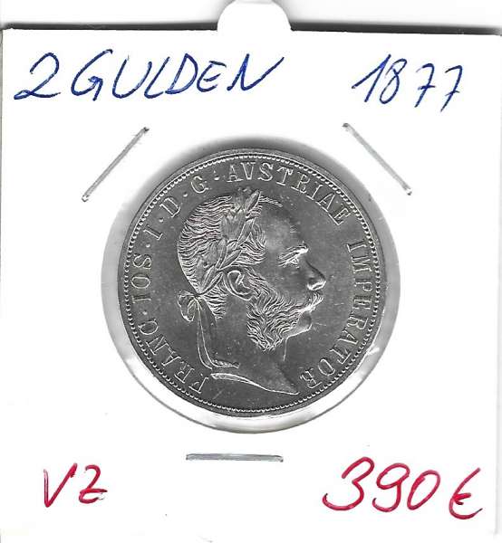 2 Gulden 1877 Silber Franz Joseph I