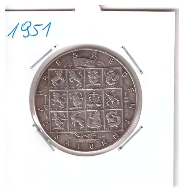1951 Kalendermedaille Jahresregent Saturn Bronze versilber