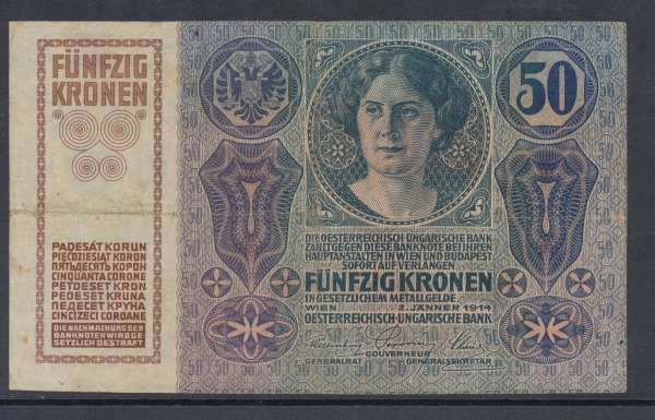 50 Kronen 2.1.1914 Nr.1016 715624 ANK 160