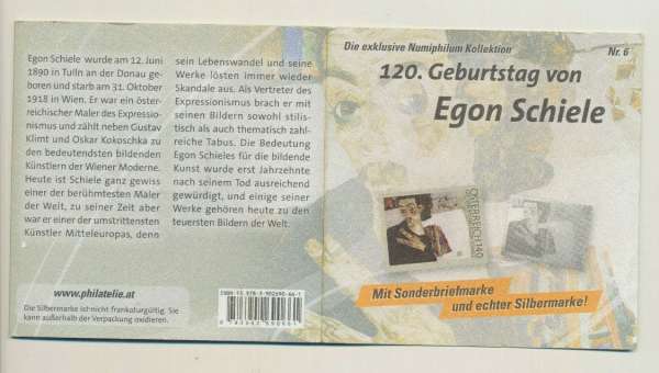 Numiphilum Kollektion Nr. 6 - Sondermarke +Silbermarke 120 Geburts. Egon Schiele