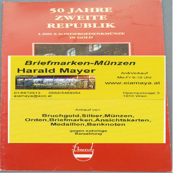 50 Jahre Zweite Republik 1000 Schilling Gold 1995 - nur Flyer Folder