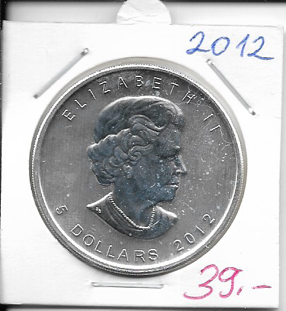 5 DOLLAR 2012 Canada Maple Leaf Silber 1 Unze