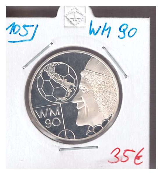 Nr. 105 Fussballweltmeisterschaft Italien 1990 Casinos Austria Silber Casino Jeton 100 Schilling