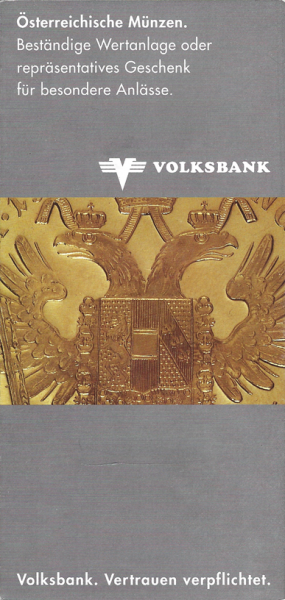 Österreichische Münzen Volksbank Flyer FOLDER
