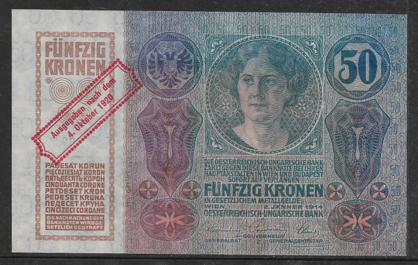 50 Krone 2.1.1914 Ausgegeben nach dem 4.Oktober 1920 1099/105935