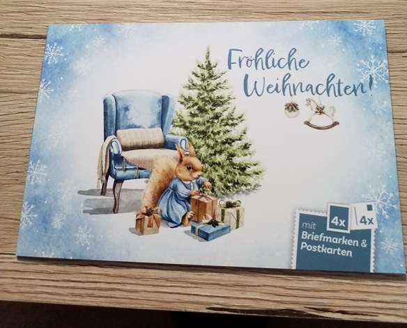 Fröhliche Weihnachten Postkartenheft mit 4 Marken