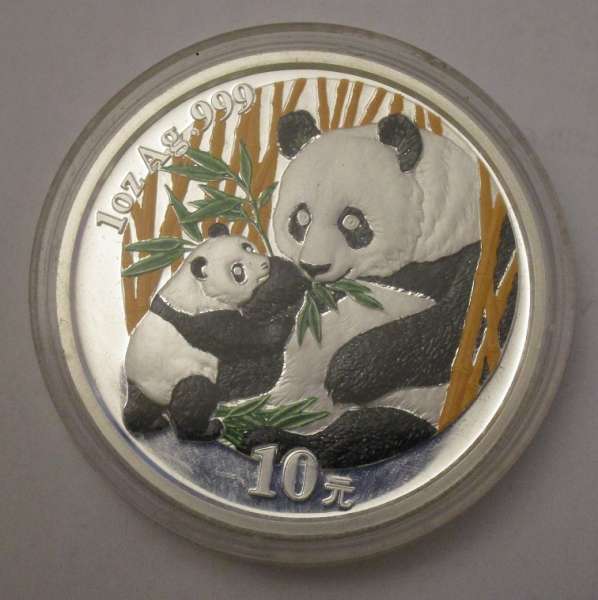 China 10 Yuan 2005 Panda 31,1g 1 Oz Silber Unze coloriert