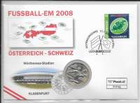 NBE 16 Em 2008 Wörtersee-Stadion Numisbrief mit 5 Euro Silber Stürmer NBE 16 Em 2008 Wörtersee-Stadion Numisbrief mit 5 Euro Silber Stürmer