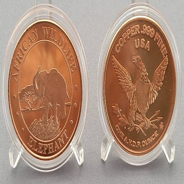 USA African Wildlife Elephant 1 Unze Kupfer Medaille