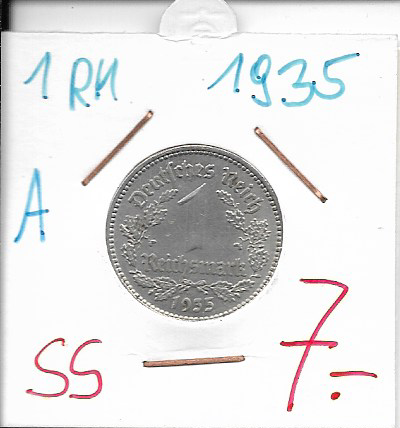 1 RM Reichsmark 1935 A Nickel