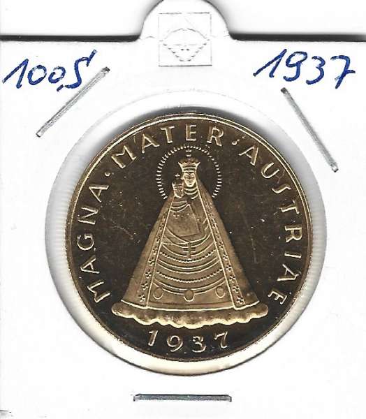 100 Schilling Gold 1937 Magna Mater