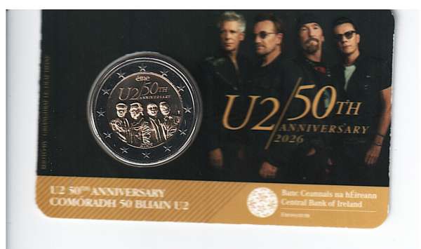 2 Euro Irland 2026 50 Jahre U2 Blister