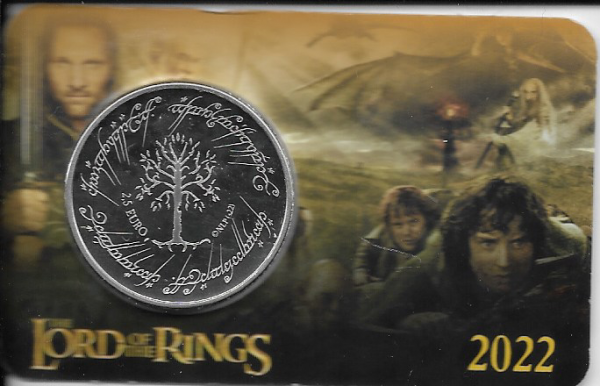 2,5 Euro 2022 Herr Der Ringe The Lord of the Rings Blister / Coincard ST Malta