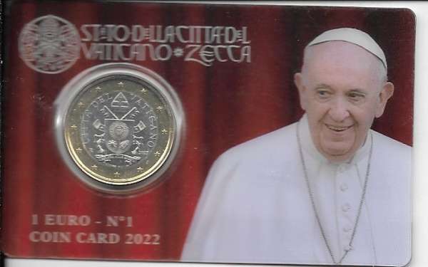 1 Euro Coincard Kursmünze Vatikan 2022 Nr. 1