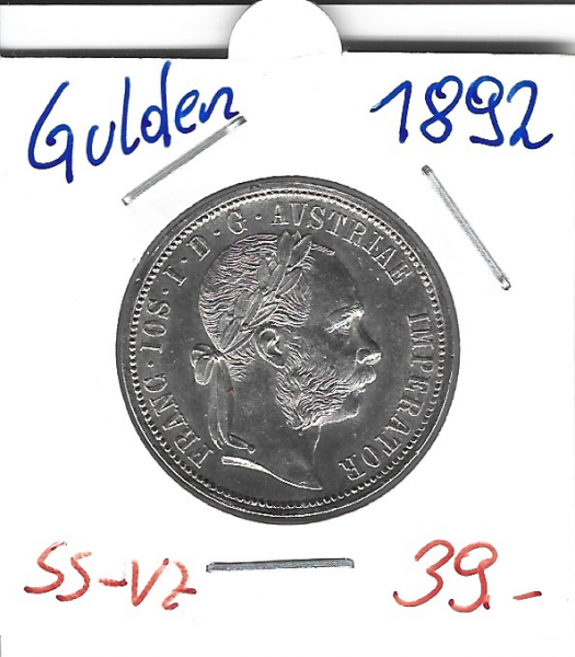 1 Gulden Fl 1892 Silber Franz Joseph I