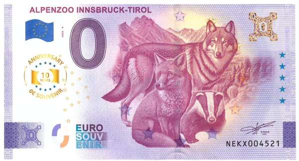 ANK.Nr. Alpenzoo Innsbruck Tirol 0 Euro Schein 2025-4 Anniversary
