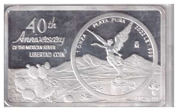 Mexiko 2022 Libertad Silbermünze 2oz Onza Plata Pura 999 Mexiko 3 Unze Silber 2022 40th Anniversary
