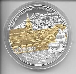 10 Euro 2006 Premiumausgabe Nonnberg 24 Karat Teilvergoldet Silber
