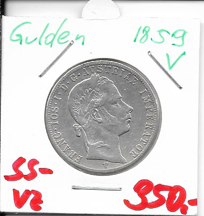 1 Gulden Fl 1859 V Silber Franz Joseph