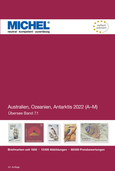 (ÜK 7/1) MICHEL ÜBERSEE-KATALOG Nr.7 Teil 1 Australien-Ozeanien-Antarktis 2022 (A-M)