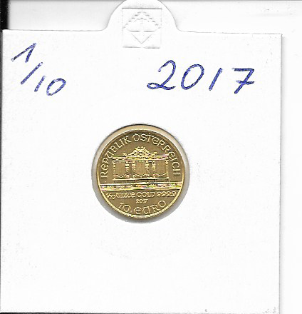 2017 Philharmoniker 1/10 Unze 10 € Euro 3,11 Gramm