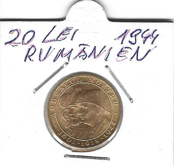 Rumänien 20 Lei 1944 Gold