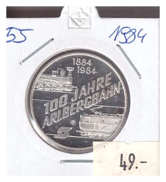 Nr. 055 100 Jahre Arlbergbahn 1984 Casinos Austria Silber Casino Jeton 100 Schilling