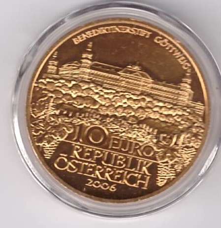 10 Euro 2006 Stift Göttweig vergoldet ANK Nr.10 Silber