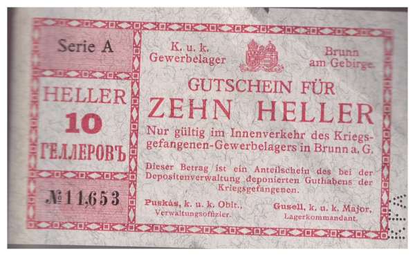 10 Heller Kriegsgefangenen-Gewerbelagers Brunn am Gebirge NÖ 11,653